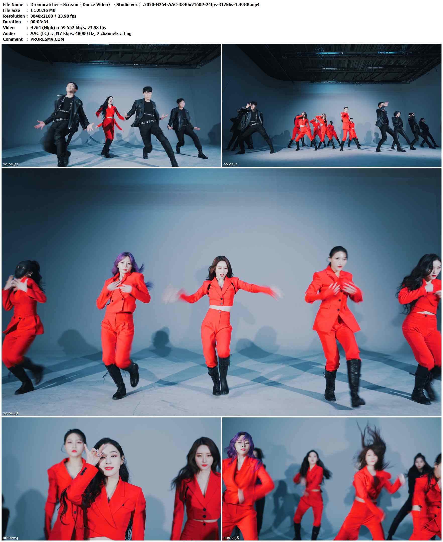 Dreamcatcher - Scream（Dance Video）（Studio ver.）.2020-H264-AAC-3840x2160P-24fps-317kbs-1.49GB官方MV_高清MV